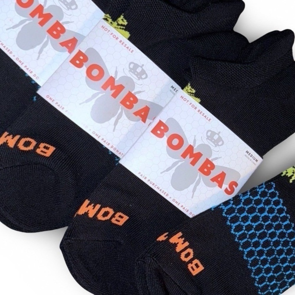 Bombas Ankle Socks Sz M 12 Pair Black Honeycomb Unisex W 8-10.5 M 6-9 FREE SHIP - Picture 3 of 10